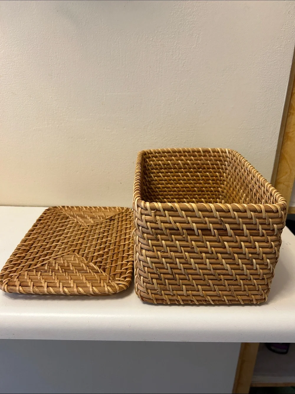 Natural Woven Sturdy Storage Basket with Lid - New